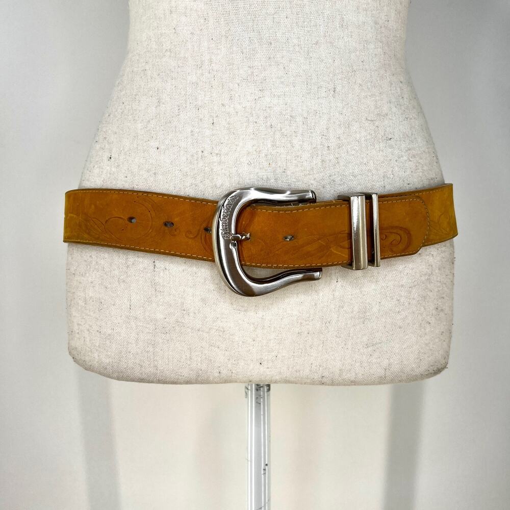 Timberland Embossed Nubuck Leather Belt Tan 32 Waist Cowboy